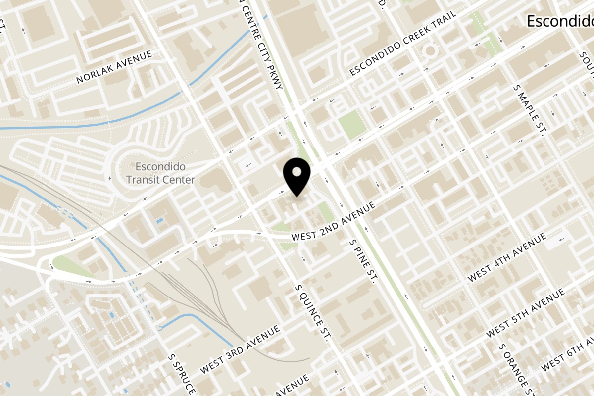 Map showing the location of Latino's Market on 525 W Grand Ave in Escondido